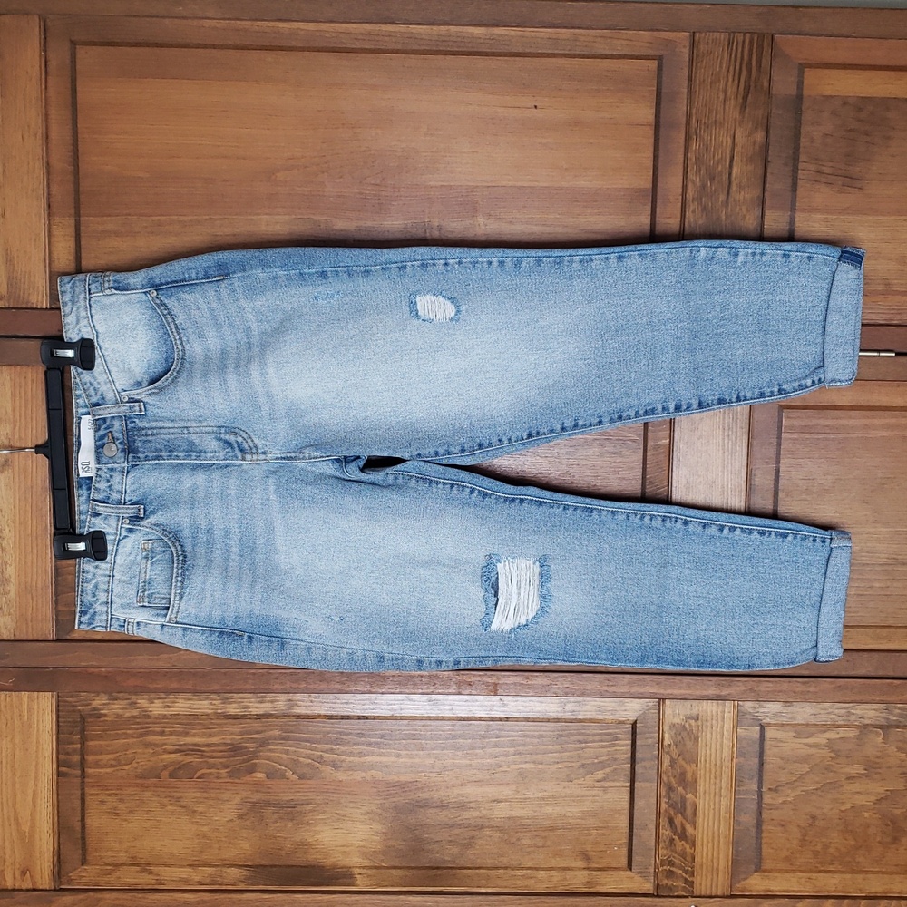 RSQ High-Rise Boyfriend Distressed Cropped Denim Jeans Sz 5